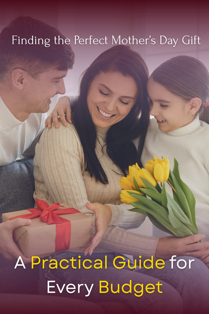 Woman opening a present with her daughter and partner for Mother’s Day celebration at home.