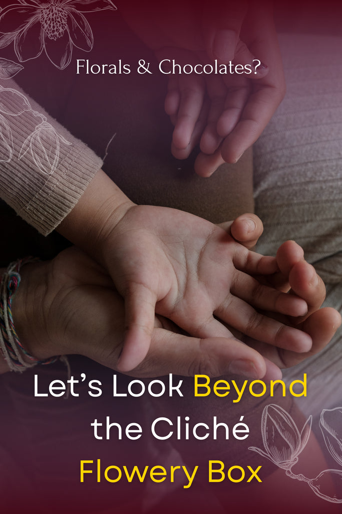 Warm family moment showing hands together, promoting deeper, more personal gift ideas for moms.