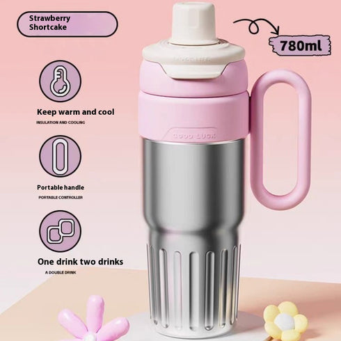 780ml Gradient Thermal Cup - Stainless Steel Straw Mug