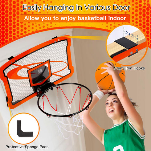 Indoor Mini Basketball Hoop Set w/ Audio Scorer