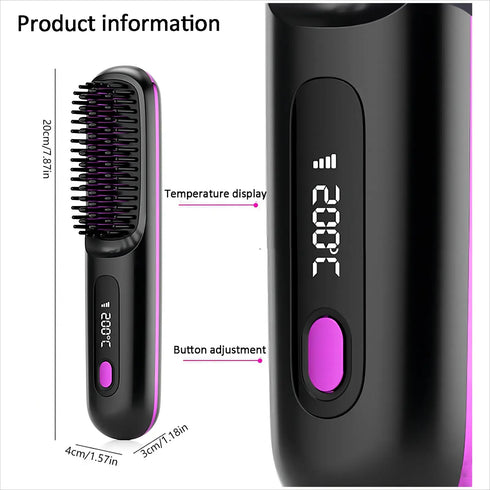 Portable Cordless Hair Straightening Brush