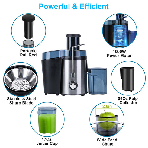 Centrifugal Juicer Extractor w/ 2 Speeds & 2.6in Wide Chute