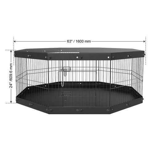 8-Panel Foldable Metal Dog Playpen (24in H) w/ Cover & Pad