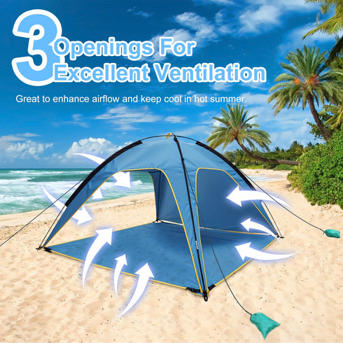 4-6 Person Beach Tent Canopy w/ 3 Doors & UPF50