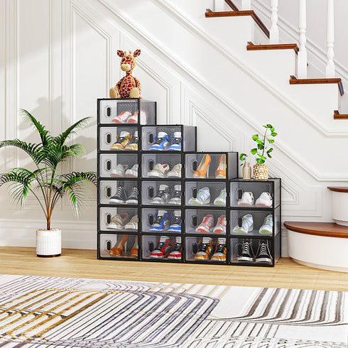 18PCS Black Plastic Mesh Shoebox Set