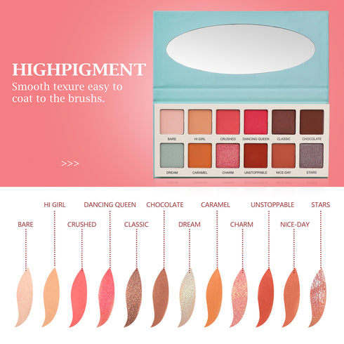 12-Color High Pigment Eyeshadow Palette