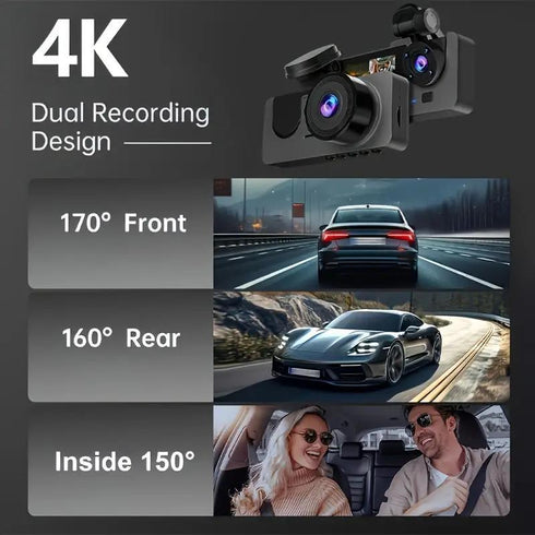 Wireless Car DVR Dual Lens Dash Cam w/ Parking Mode & Shockproof Design