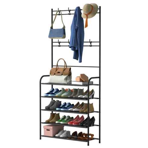 Coat Hat Rack Shoe Storage Shelf Hall Tree Combo