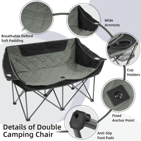 Oversized Outdoor Reclining Camping Chair w/ Cup Holder