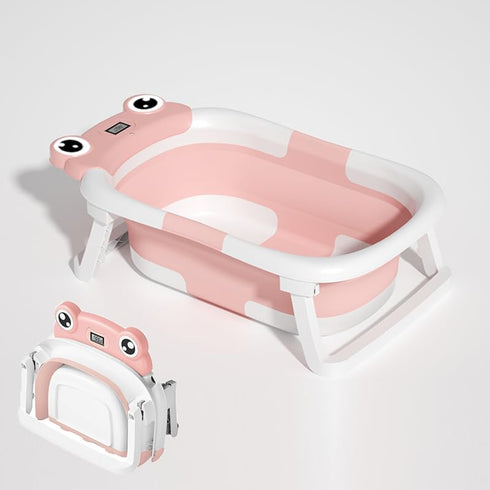 Foldable Baby Bathtub w/ Cushion & Thermometer