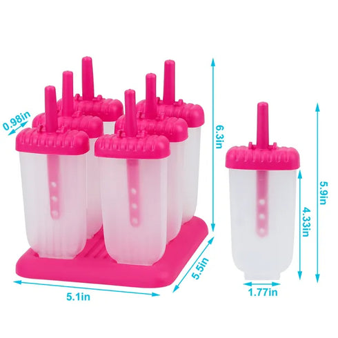 6Pcs Reusable Popsicle Molds / DIY Ice Cream Maker