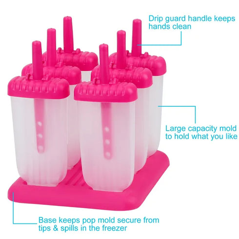 6Pcs Reusable Popsicle Molds / DIY Ice Cream Maker