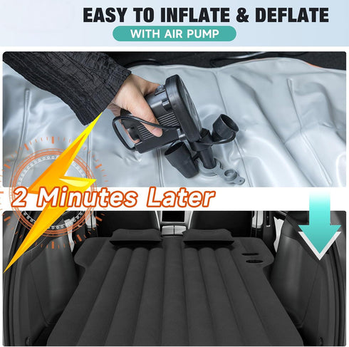 Inflatable Camping Bed Air Mattress (SUV Travel) w/ Pump & Pillows