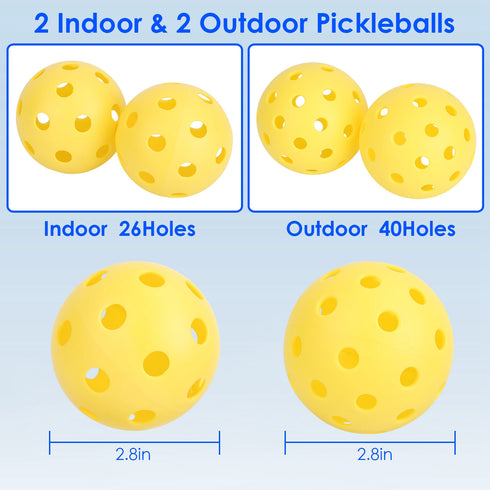 Portable 22ft Regulation Pickleball Net Set w/ 4 Paddles & Balls