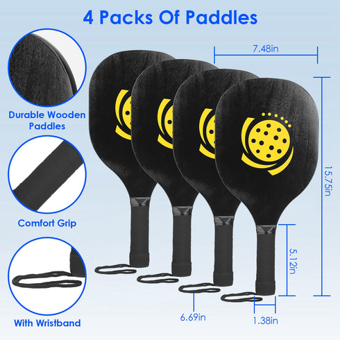 Portable 22ft Regulation Pickleball Net Set w/ 4 Paddles & Balls