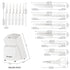 15 Pcs White Carbon Steel Kitchen Knife Set w/ Wooden Block, Sharpener & Scissors