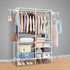 Metal Garment Rack Shoe & Clothes Organizer w/ Dual Rods & 4 Shelves