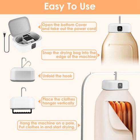 Portable Foldable Clothes Dryer w/ UV & Timer