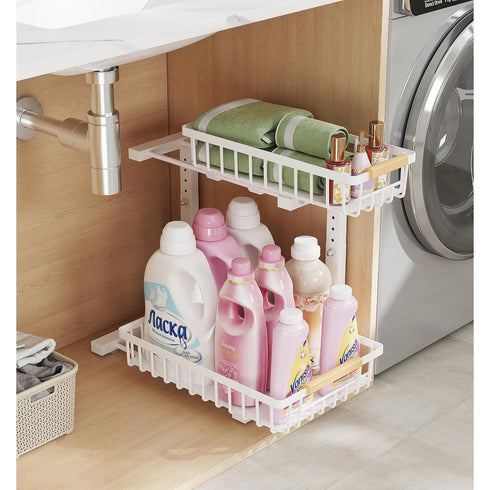 Metal Adjustable Height Two-Tier Under Sink Storage Rack
