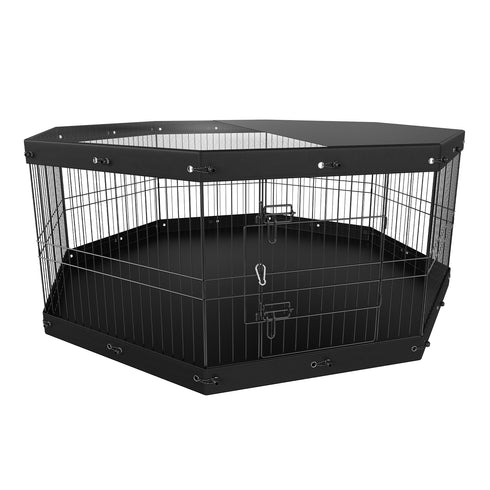 8-Panel Foldable Metal Dog Playpen (24in H) w/ Cover & Pad