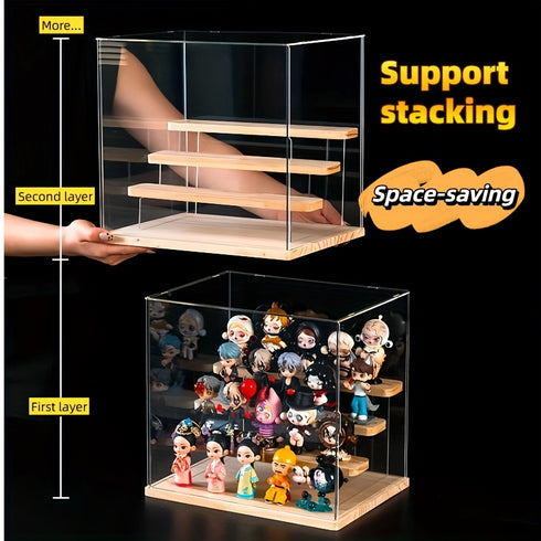 Box Storage Box w/ Adjustable Partitions & Transparent Display
