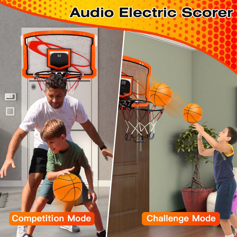 Indoor Mini Basketball Hoop Set w/ Audio Scorer