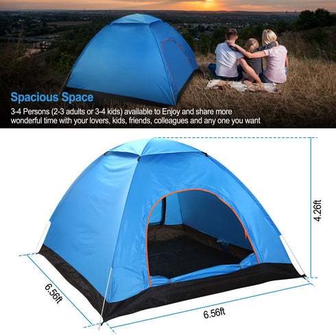 4-Person Instant Setup Camping Tent w/ Mosquito Net & Carry Bag