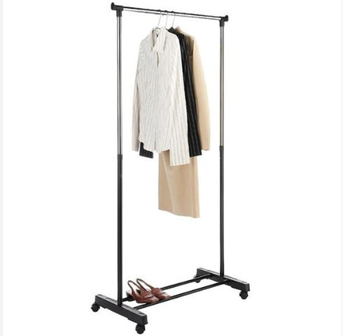 Black Sole Pole Telescopic Single Pole Shoe Rack & Drying Rack
