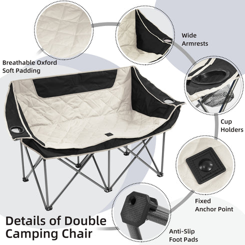 Oversized Outdoor Reclining Camping Chair w/ Cup Holder