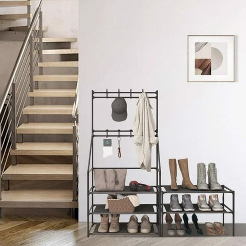 5-Tier Narrow Shoe Rack & Coat Rack Combo