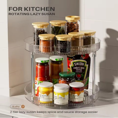 2 Pack Double-Layer Rotating Spice Rack Turntable