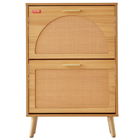 hoe Cabinet w/ 2 Flip Drawers - Rattan Doors