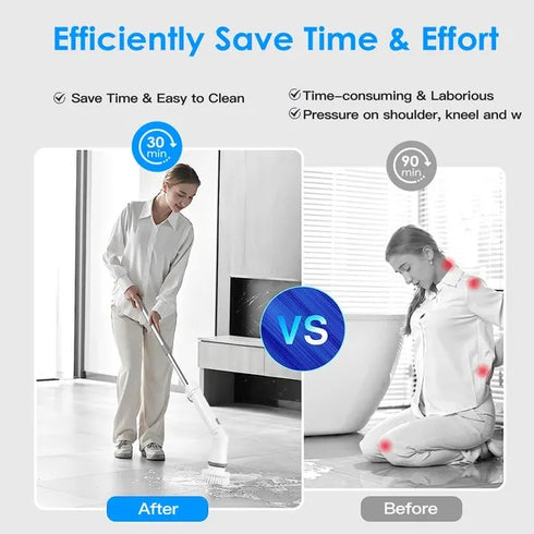 Cordless Rechargeable Electric Spin Scrubber w/ 6 Heads