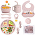10 Pcs Silicone Baby Feeding Set w/ Suction (Sakura Pink)
