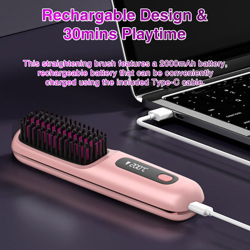 Portable Cordless Hair Straightening Brush