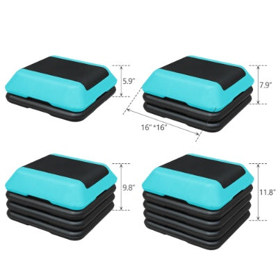 Height-Adjustable Step Aerobics Platform w/ 4 Risers