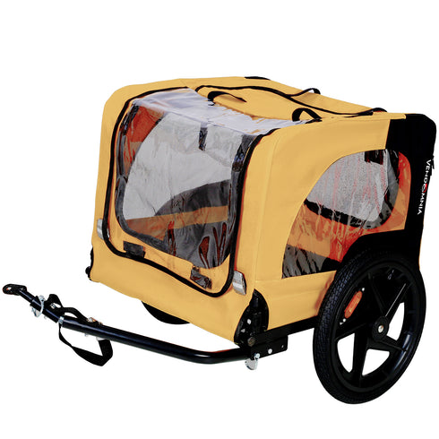 Yellow Outdoor Heavy Duty Pet Stroller & Dog Carrier w/ Bicycle Tow