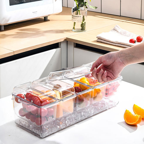 Ice Chilled Condiment Caddy Serving Tray w/ 5 Containers