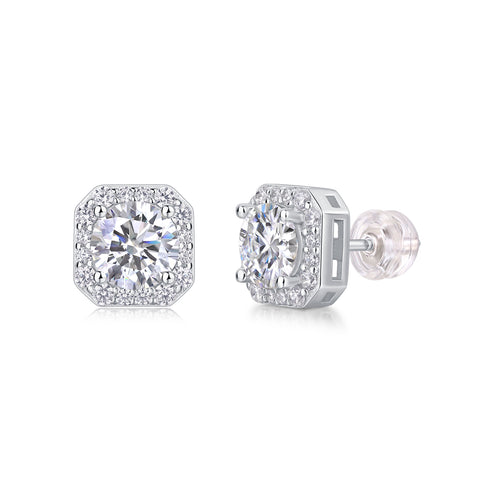 Heart Rose Moissanite Stud Earrings