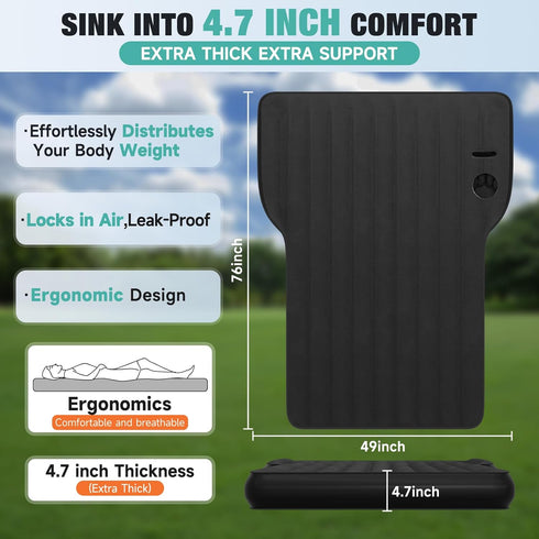 Inflatable Camping Bed Air Mattress (SUV Travel) w/ Pump & Pillows