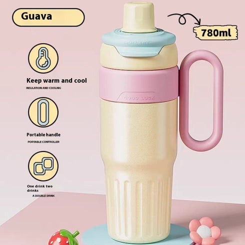 780ml Gradient Thermal Cup - Stainless Steel Straw Mug