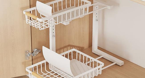 Metal Adjustable Height Two-Tier Under Sink Storage Rack
