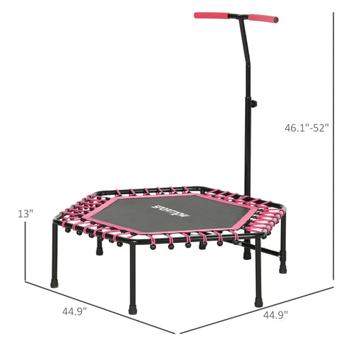 Pink Trampoline for Adults w/ LED Lights & Handle