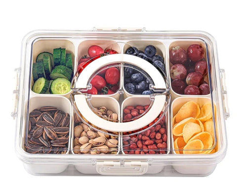 Split Service Tray w/ 8 Compartments for Snacks