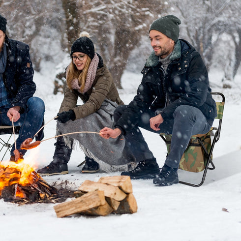 Foldable Fishing Chair w/ Backrest & Built-In Cooler Bag