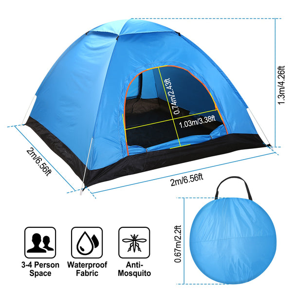 4-Person Instant Setup Camping Tent w/ Mosquito Net & Carry Bag
