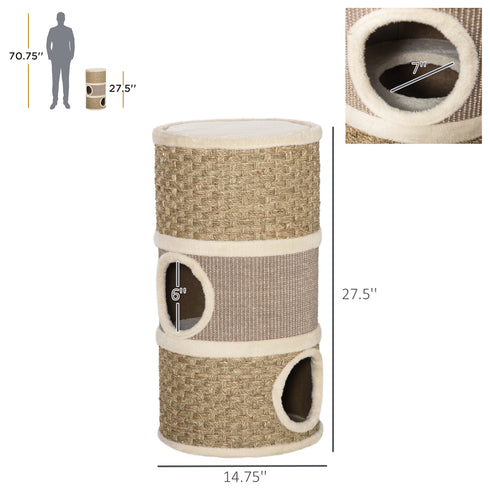 Cat Scratching Barrel Condo w/ 2 Dens & Snuggly Top