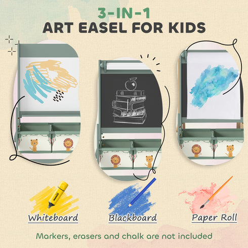 Double-Sided Art Easel w/ Paper Roll & Storage