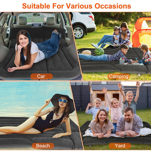 Inflatable SUV Air Mattress Camping Bed w/ Pillow & Bag