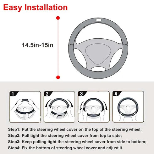 Universal Fiber Leather Steering Wheel Cover